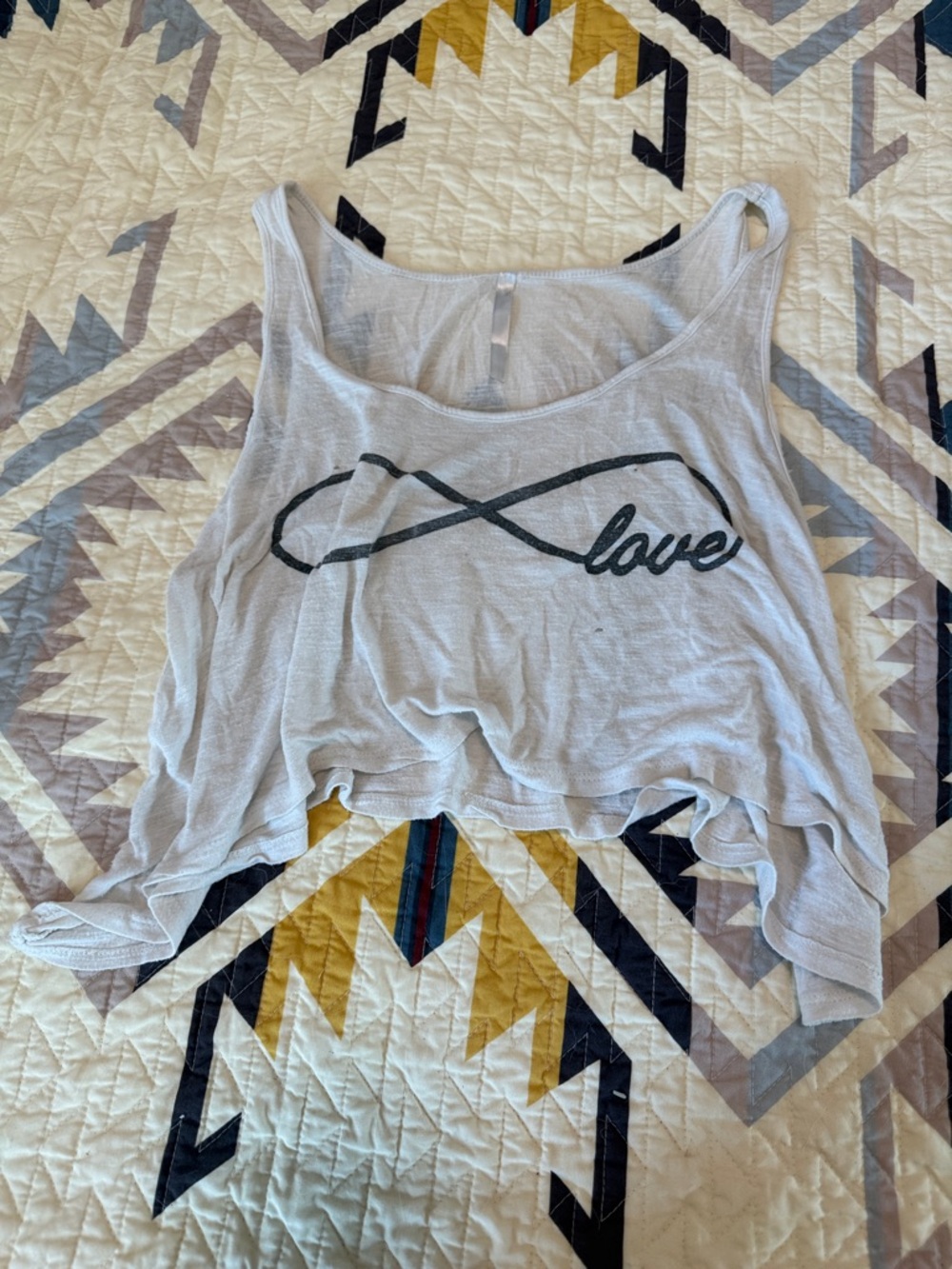 Source Unknown Light Gray Cropped Tank with Black Infinity 'Love' Graphic